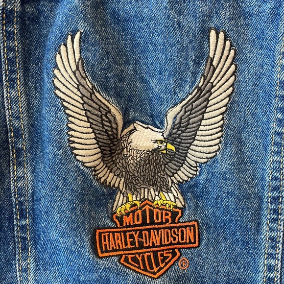 Harley Davidson, Vintage Eagle embroidered kids denim jacket, Size 4 - Picture 2 of 9